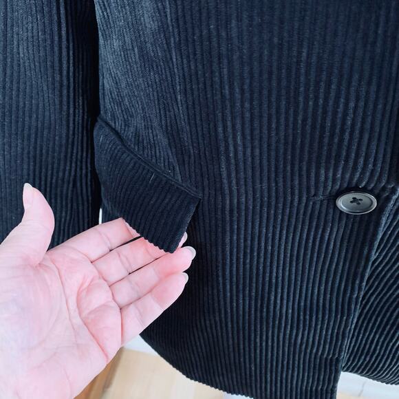 Banana Republic Size 6 Women's One Button Corduroy Blazer Jacket Black Business - Picture 6 of 12